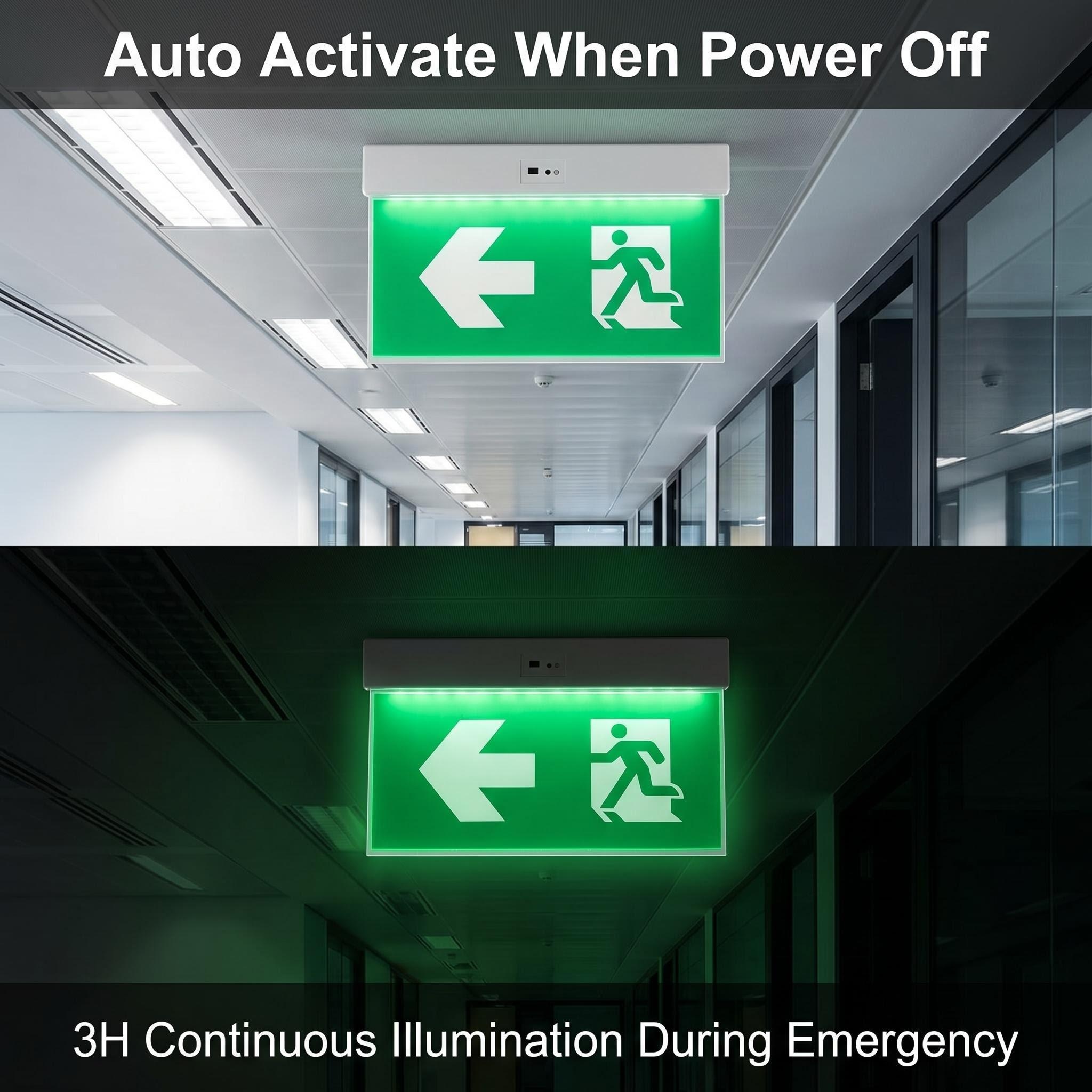 EXIT-LED-ES02 3hours Continuours illumination during emergency