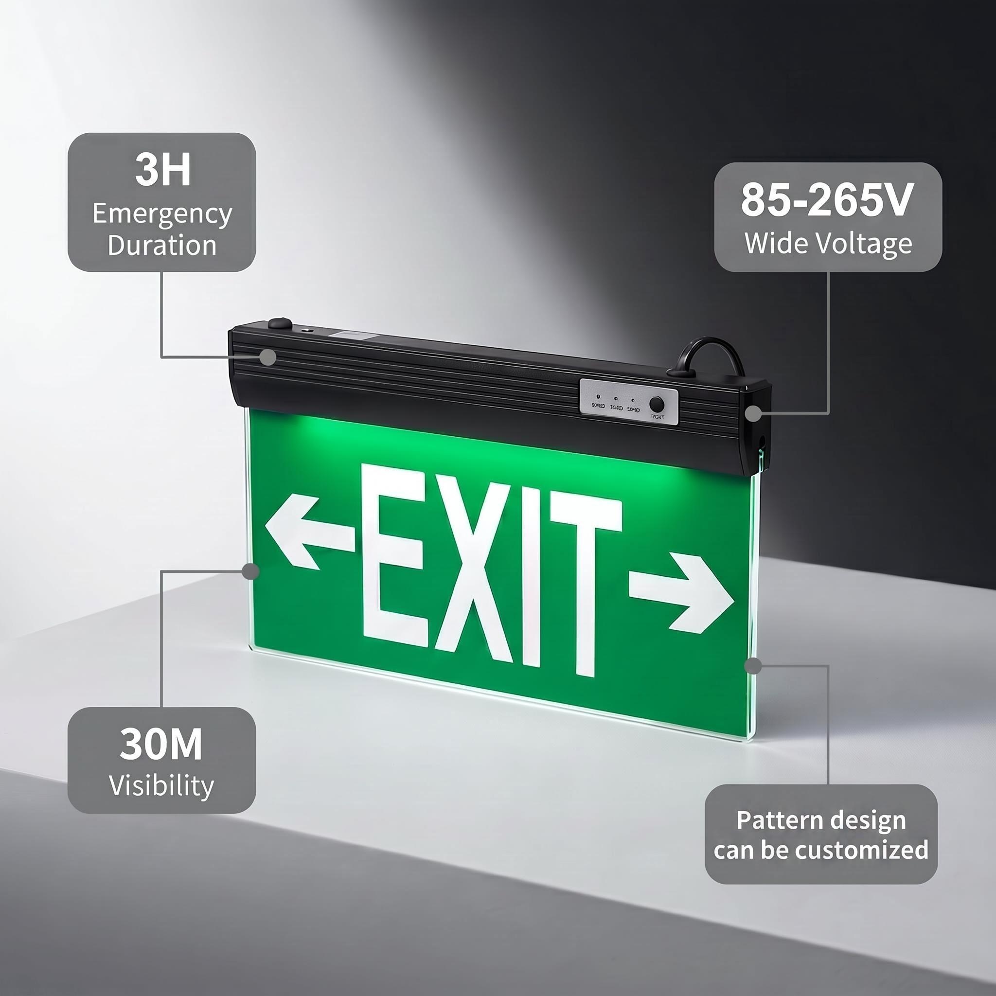 Aluminum LED Emergency Exit Sign | 30m Max Visibility | Suspended Hanging Mount EXIT-LED-ES04A