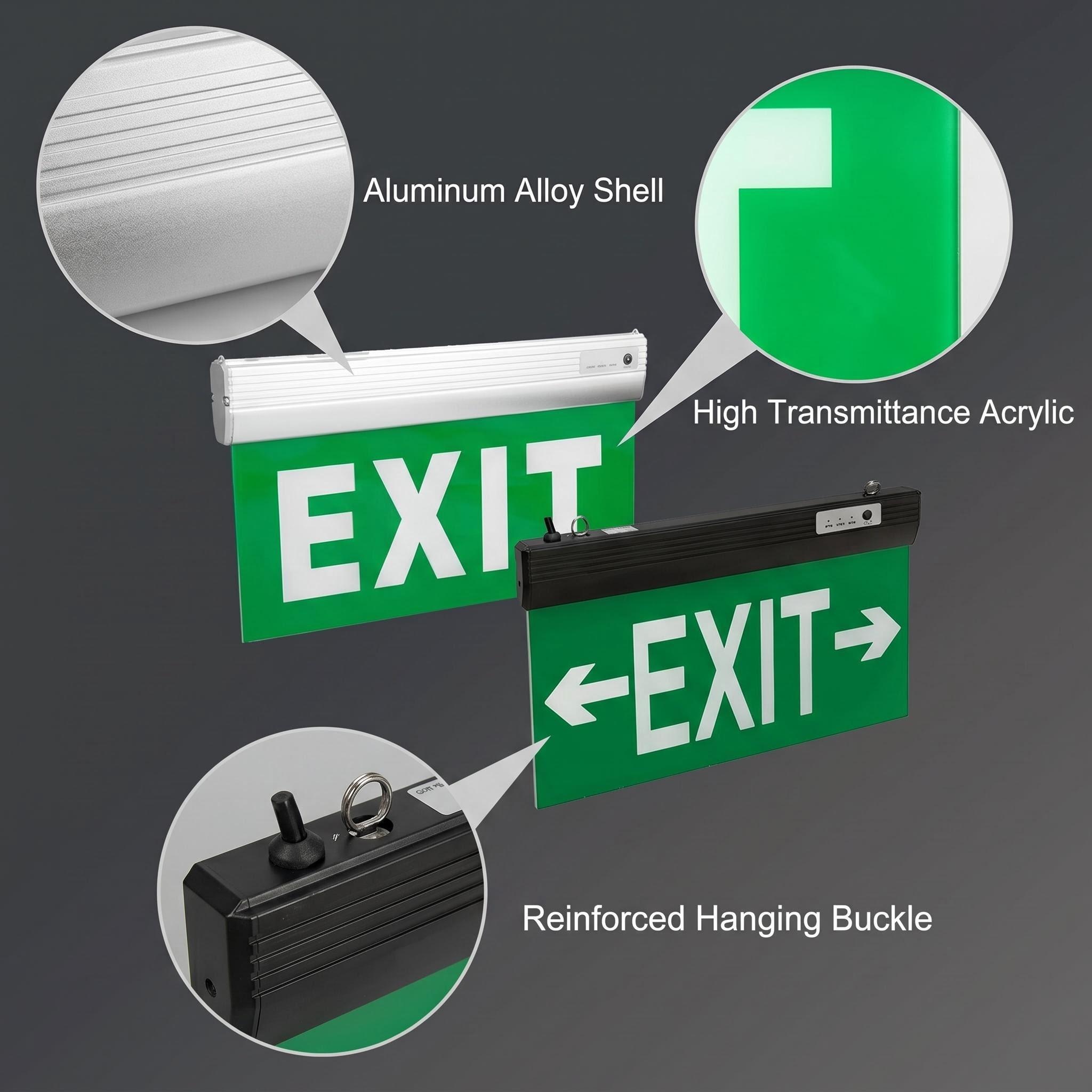 Aluminum LED Emergency Exit Sign | 30m Max Visibility | Suspended Hanging Mount EXIT-LED-ES04A