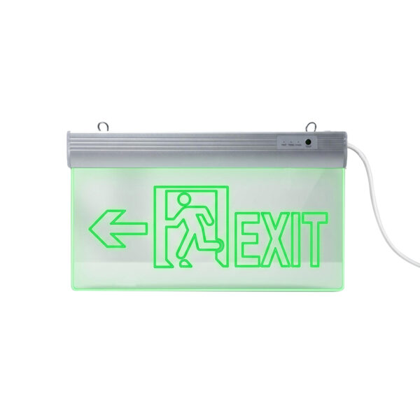 Aluminum & Acrylic LED Fire Exit Sign | 30m Max Visibility | Suspended Hanging Mount EXIT-LED-ES04B