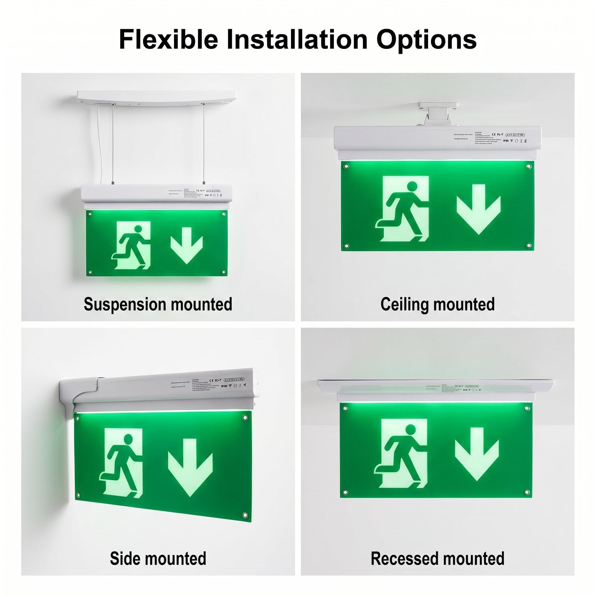 Premium LED Emergency Exit Sign | LiFePO4 Battery | Self-Test Function | 4-Way Universal Mounting EXIT-LED-ES06