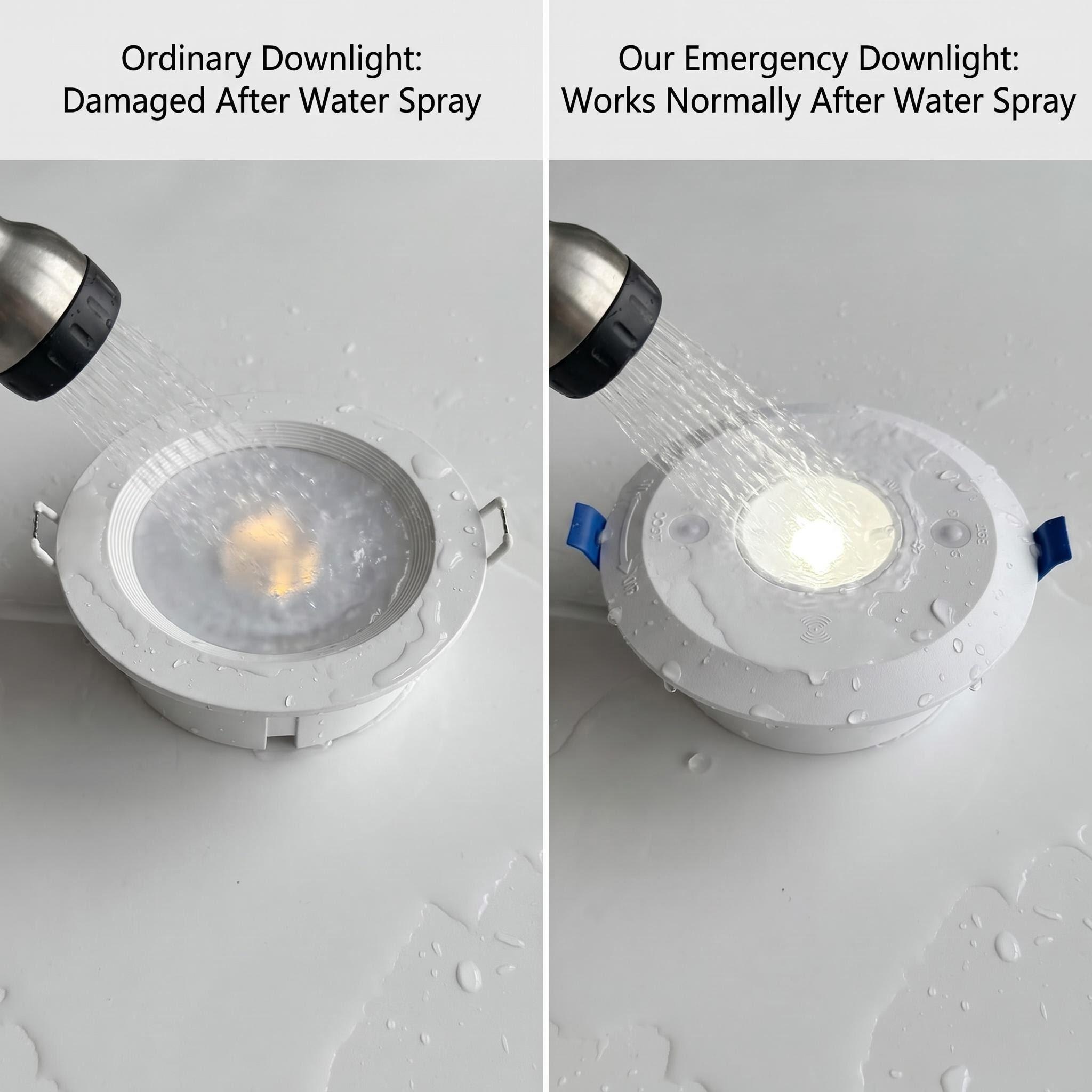 Premium IP66 Waterproof LED Emergency Downlight | Smart Remote Control | CCT Tunable & Dimmable | LiFePO4 Battery HM-E303R