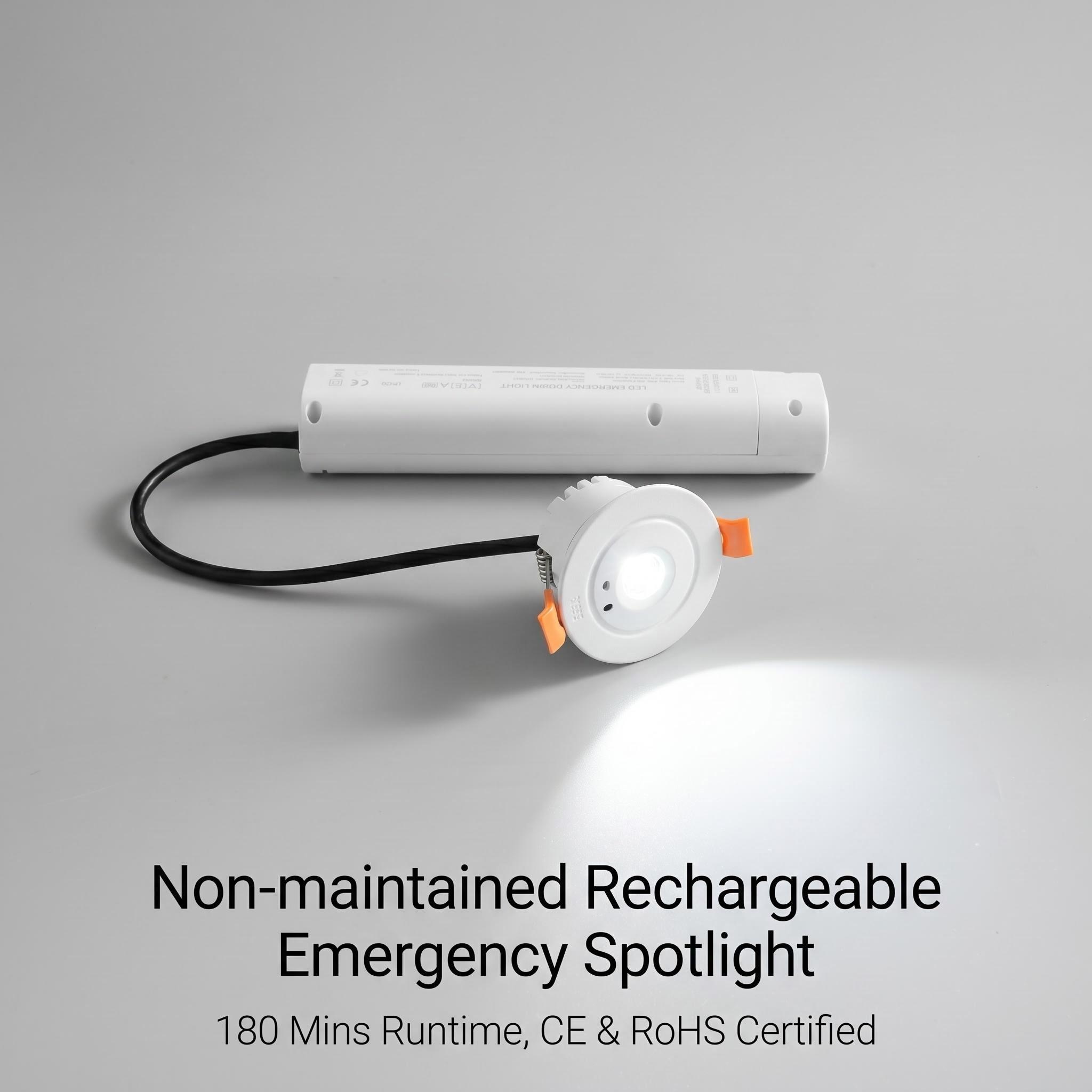 3W Non-Maintained Emergency Spotlight with 180min LiFePO4 Battery Backup HM-SPT3W-N