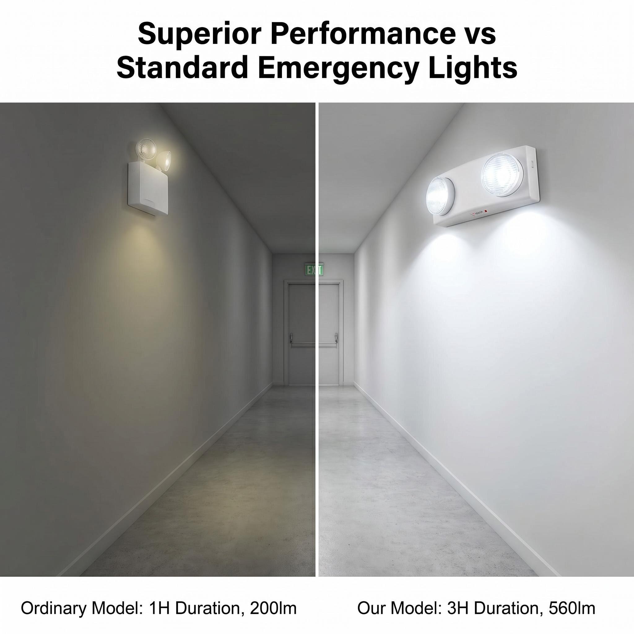 High-Brightness Dual-Head LED Emergency Light | 470lm | 3.7V 2200mAh Battery Backup HM-TWS02