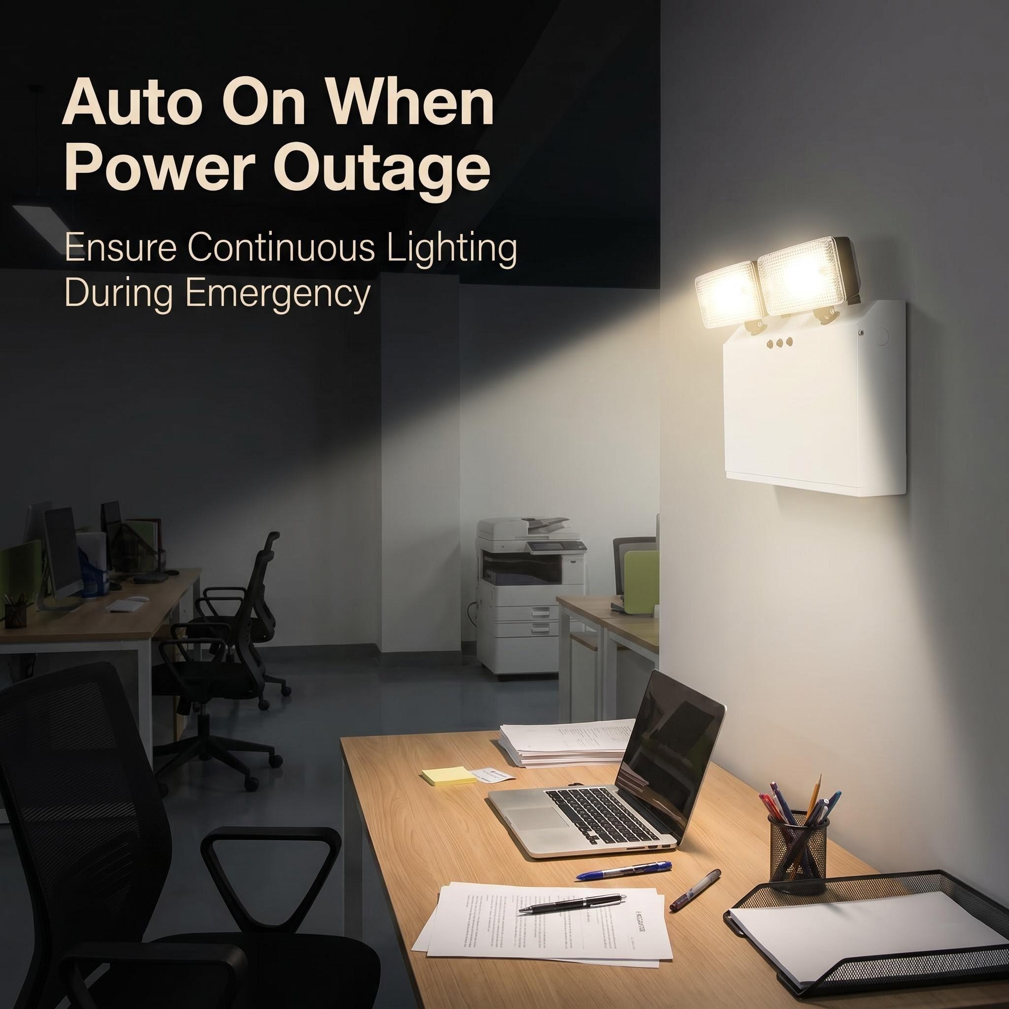 12W Metal-Cased LED Emergency Twin Spot | 1000lm | 6000mAh LiFePO4 Battery Backup HM-TWS05