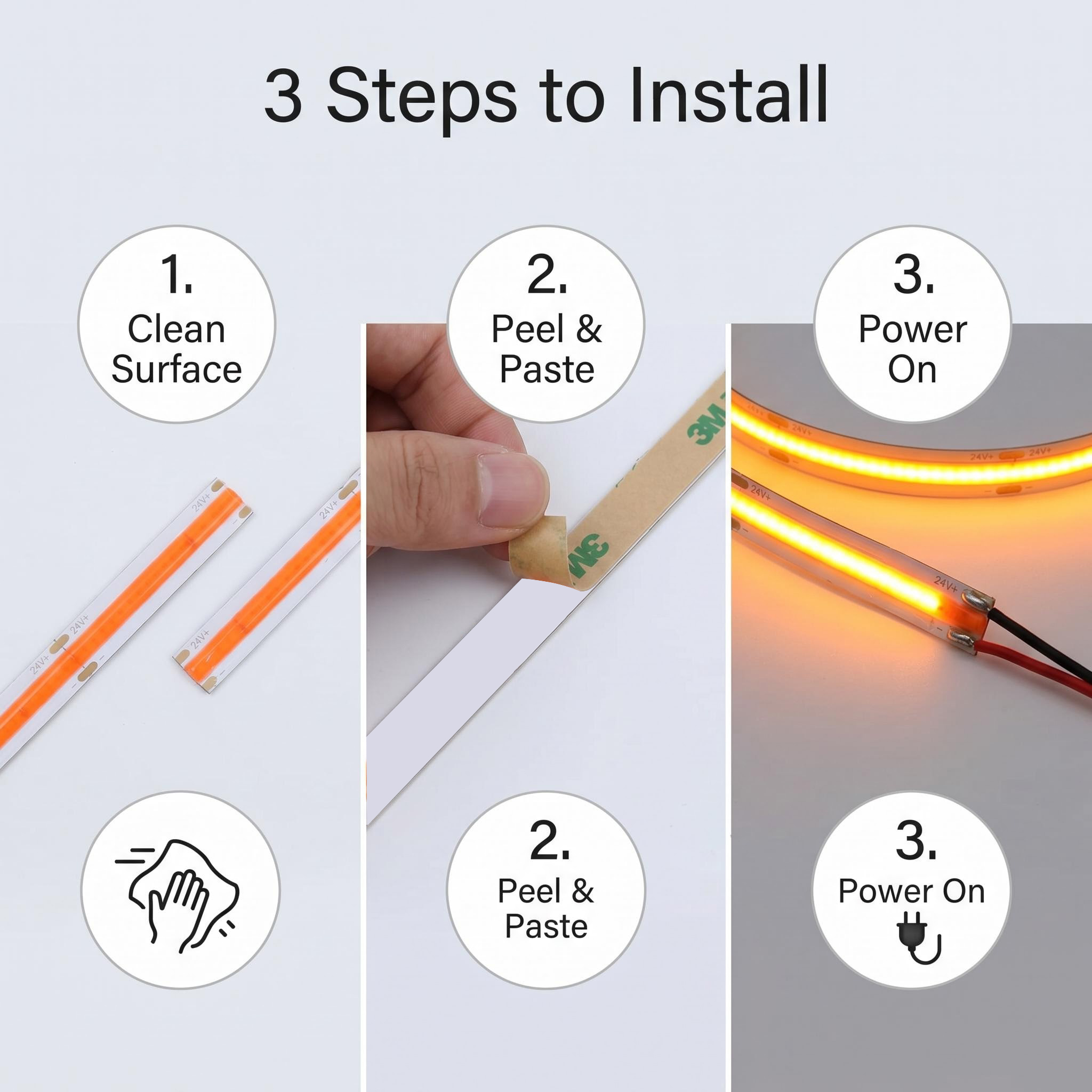 COB Strip light Installation operation steps