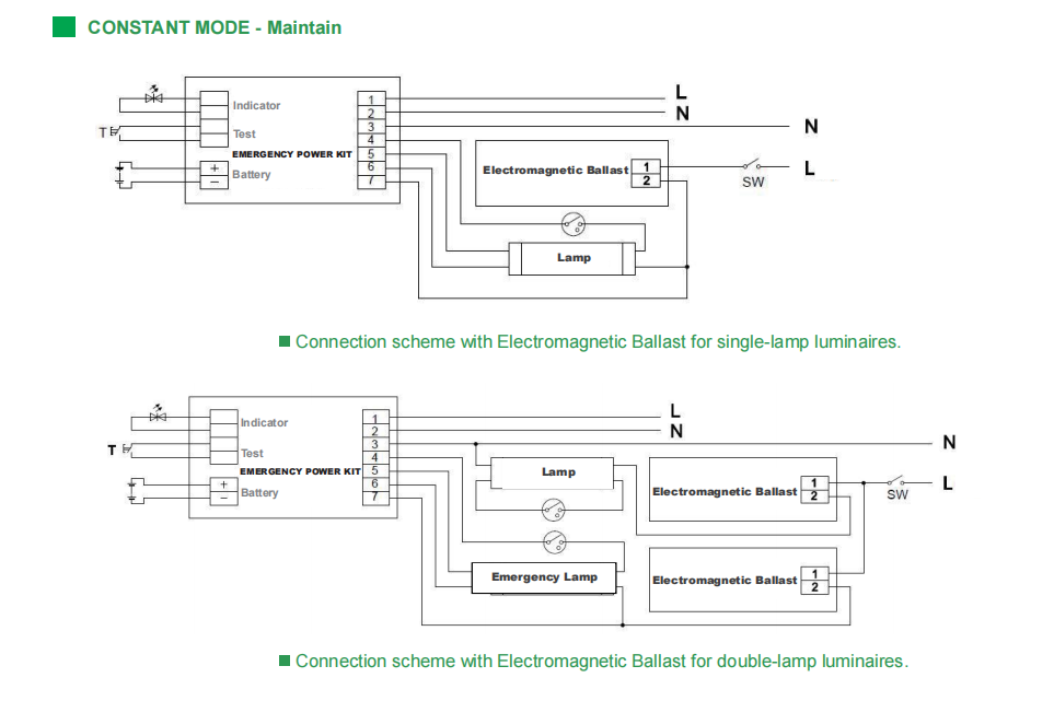 Emergency ballast for Fluorescent Tube wiring diagram-1