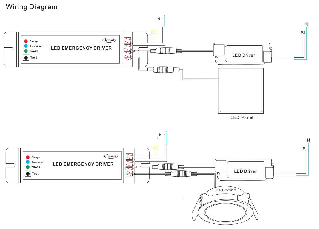 FAT-LED-F1G LED Emergency driver wiring diagram